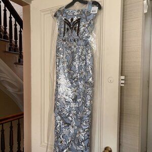 Milly Magnolia Silver Floral Sequin Maxi Dress NWT Size 2